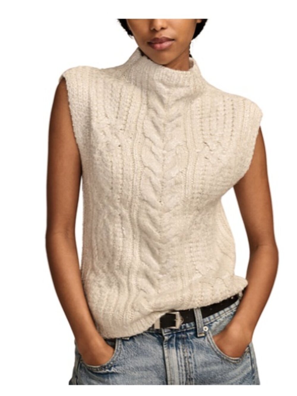 Lucky Brand Women's Metallic Cable-Knit Sweater Vest SZ: XL